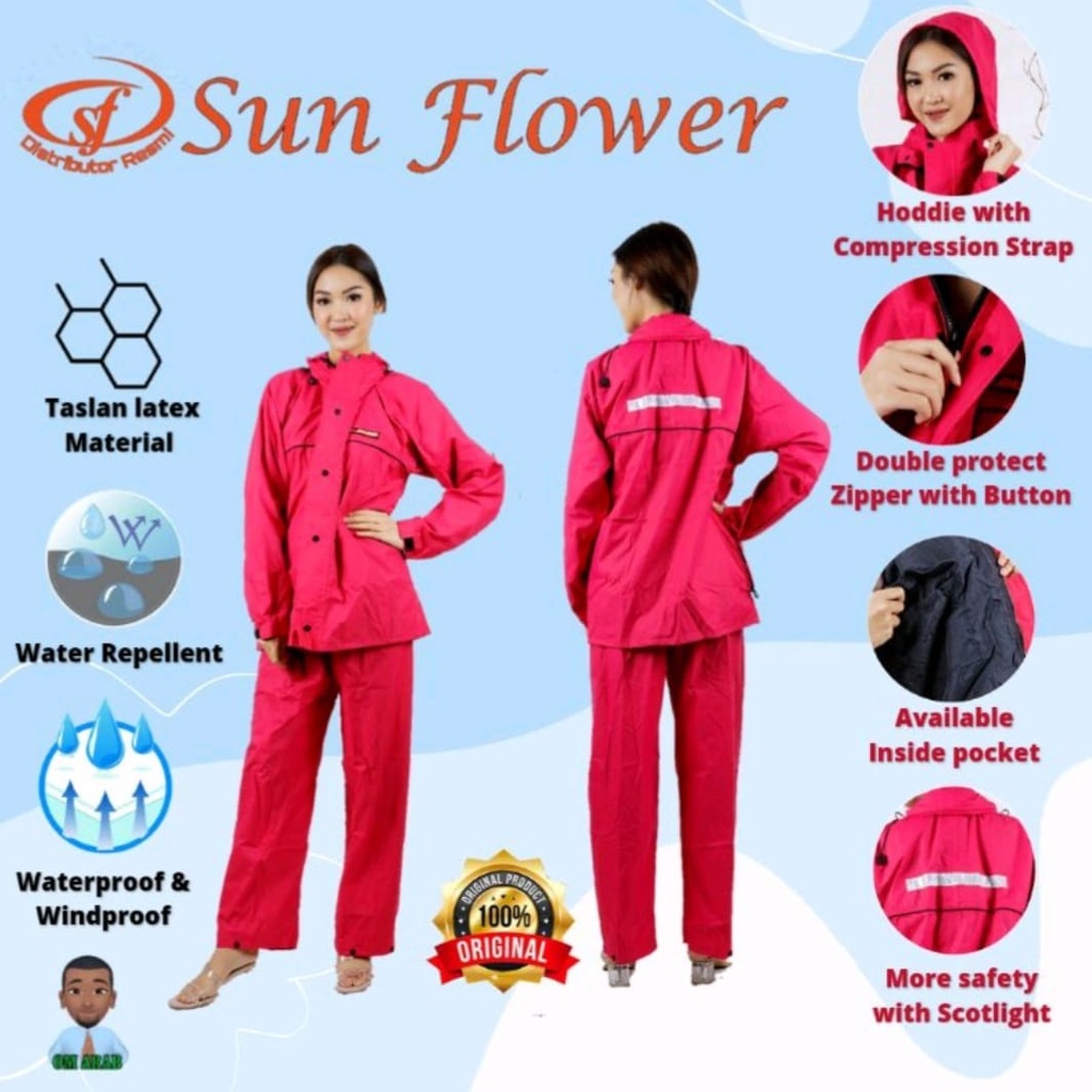 Jas Hujan Sun Flower Size XXXL / 3XL Raincoat Sunflower Original