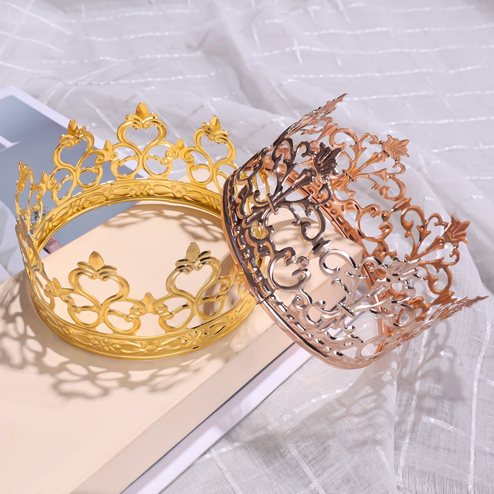 1pc Mahkota Tiara Mini Hollow Handmade Dekorasi Kue Ulang Tahun / Pernikahan