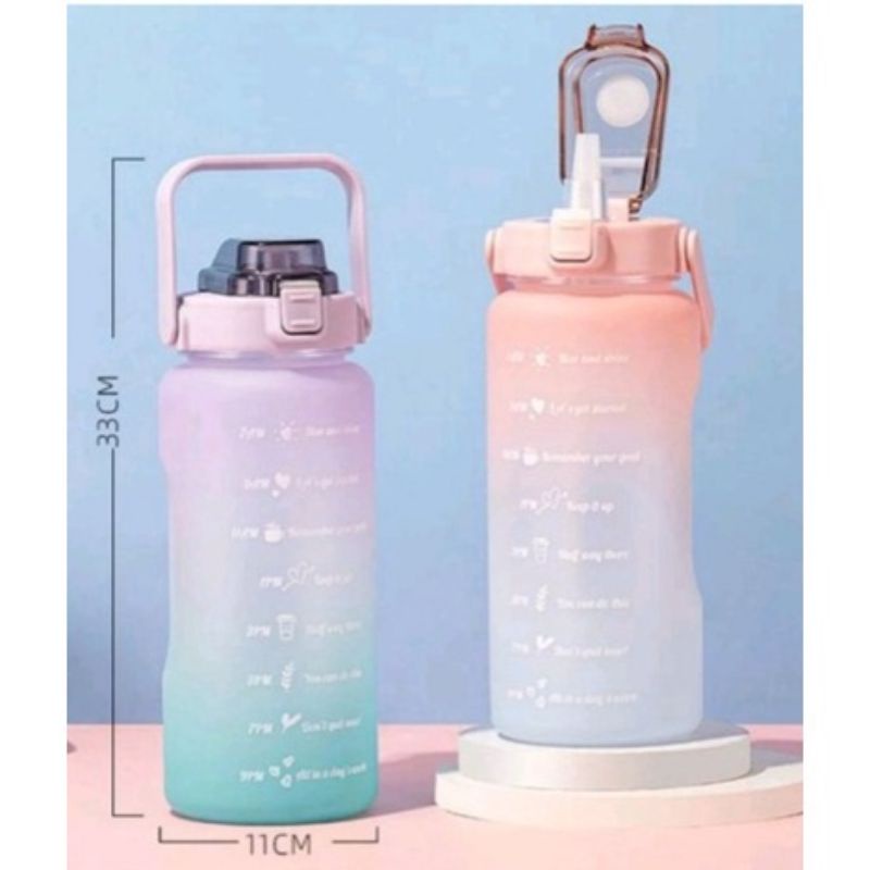 Botol Air Minum Korea Tritan Viral Motivasi Model Quifit Olah Raga 2 Liter Sport