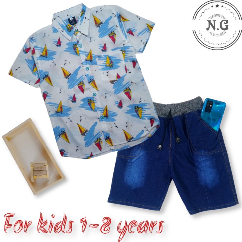 Setelan Kemeja Anak laki-laki 1-8 tahun Setelan Levis Anak tanggung-3