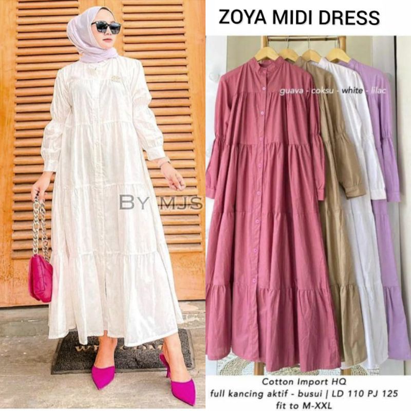 GAMIS Zoya MIDI dress full kancing//fashion wanita//gamis wanita//GAMIS ZOYA