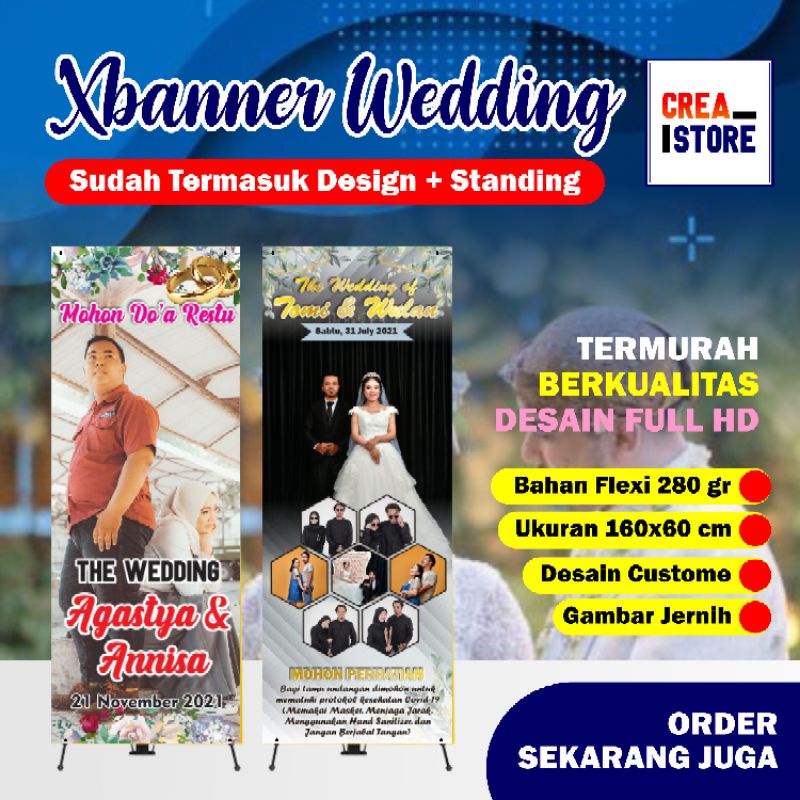 X Banner Wedding - Banner Wedding, Pajangan Wedding, Banner Pernikahan Termurah