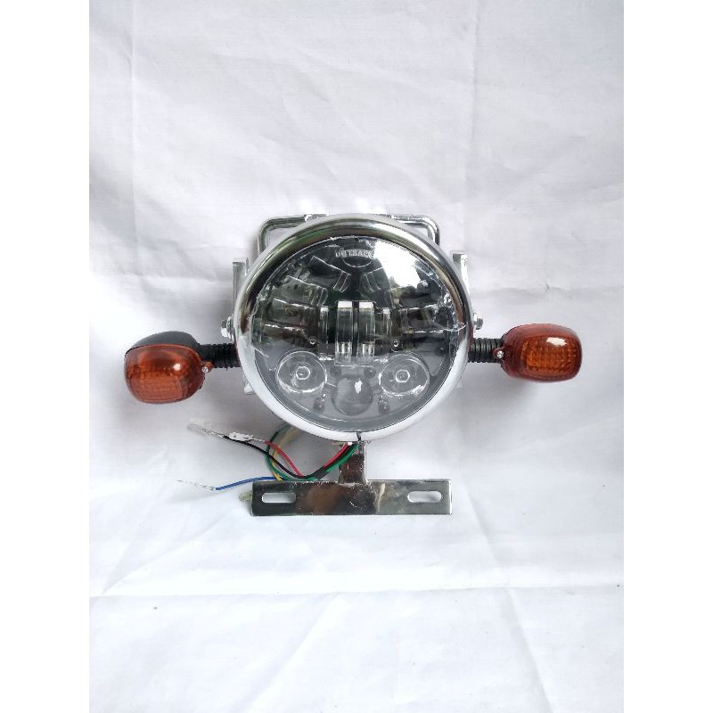 Pangkon Lampu Pesek Tralis Ninja CNC set Daymaker 5,75 inch dan Sein Ninja Paket Daymaker set Tralis