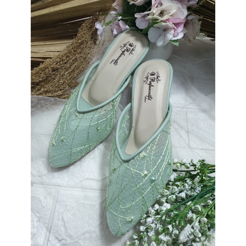 sepatu johana hijaumint 7cm lancip