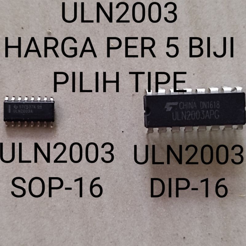 (5pcs) IC ULN2003 ULN 2003 ULN2003A SOP-16 SMD / DIP-16