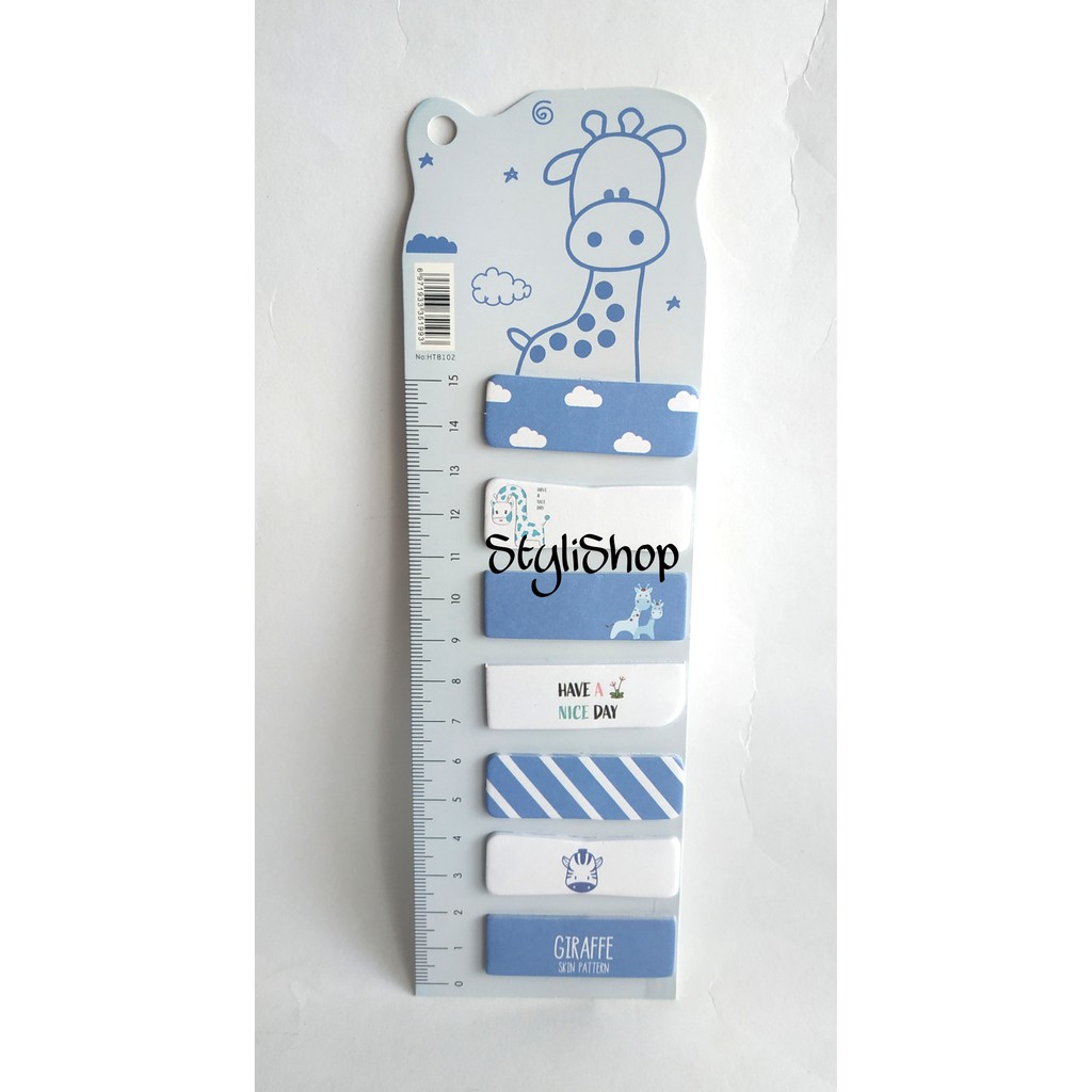 Sticky Note Kertas HT8102 Motif Kaktus / Llama / Jerapah / Memo Kertas / Penanda Buku Kertas-Jerapah Biru