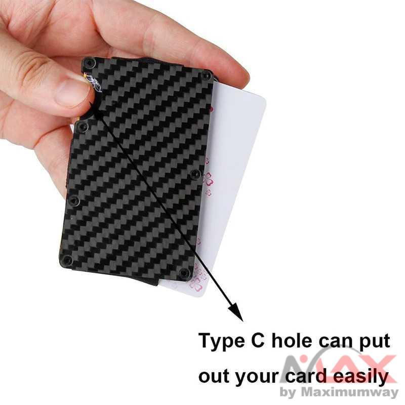 DailyLife Dompet Kartu Kredit Slim Carbon Fiber Clip Holder Purse pria wanita RFID Kartu Emoney ATM