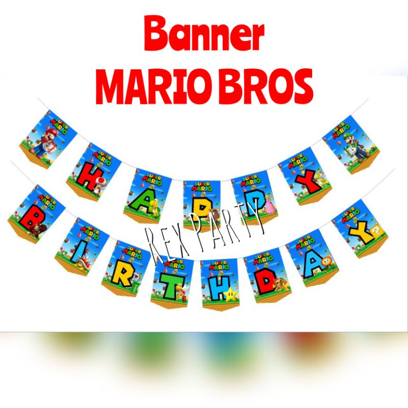 Mario Bros Banner/Banner Super Mario/Banner Mario Bros/Bunting Mario Bros/Super Mario/Baner Mario