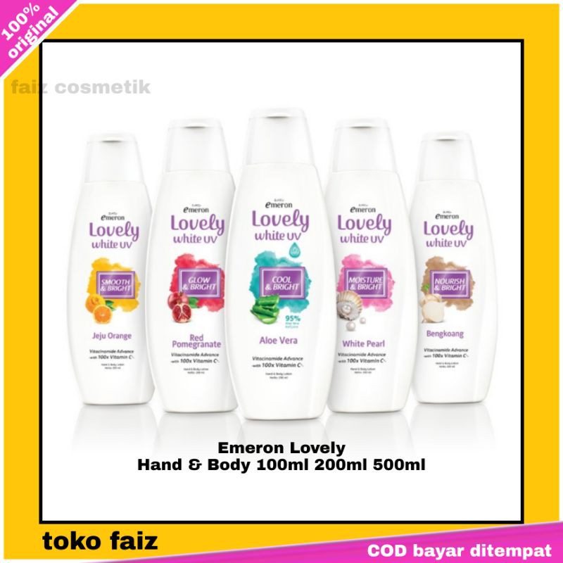 Emeron Hand Body Lotion Lovely white up Smooth Bright 100ml 200ml 500ml(Jumbo Besar murah)