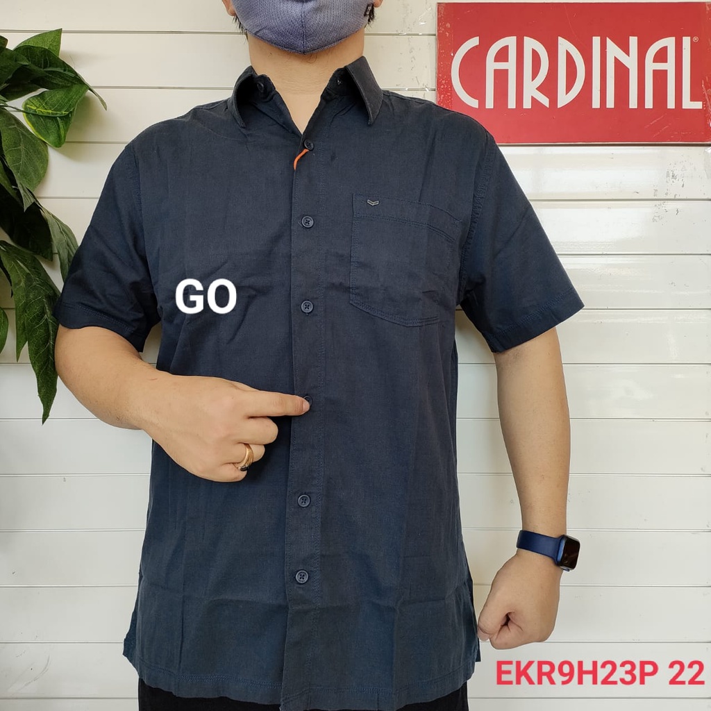 gof CARDINAL KEMEJA CASUAL Pakaian Atasan Pria Kemeja Reguler Hem Polos Original Lengan Pendek