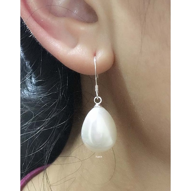 1 Pasang Anting Kait Gantung Sterling Silver 925 Hypoallergenic Hias Mutiara Air Tawar Untuk Wanita