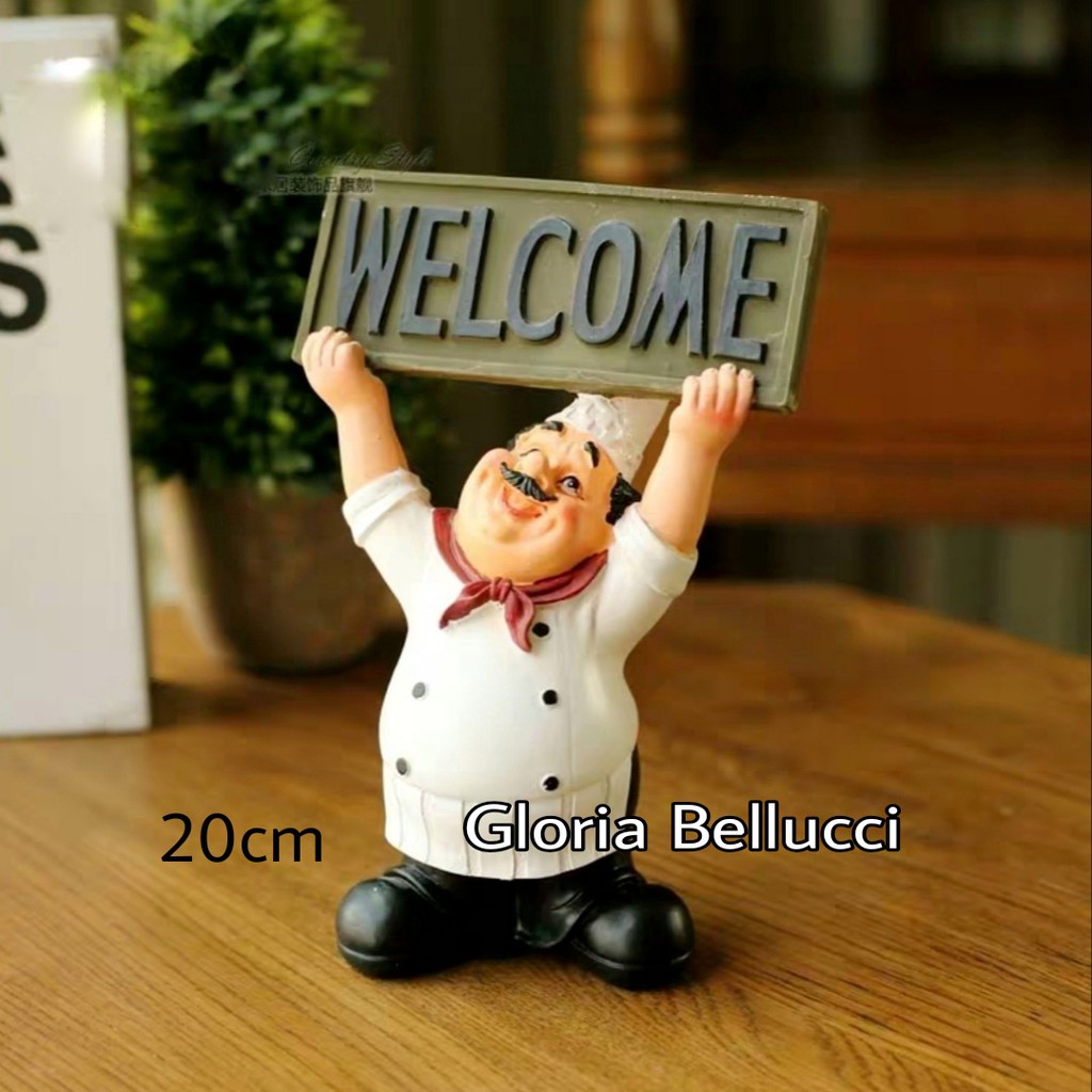 patung pajangan koki welcome chef selamat datang restoran cafe dekorasi dapur