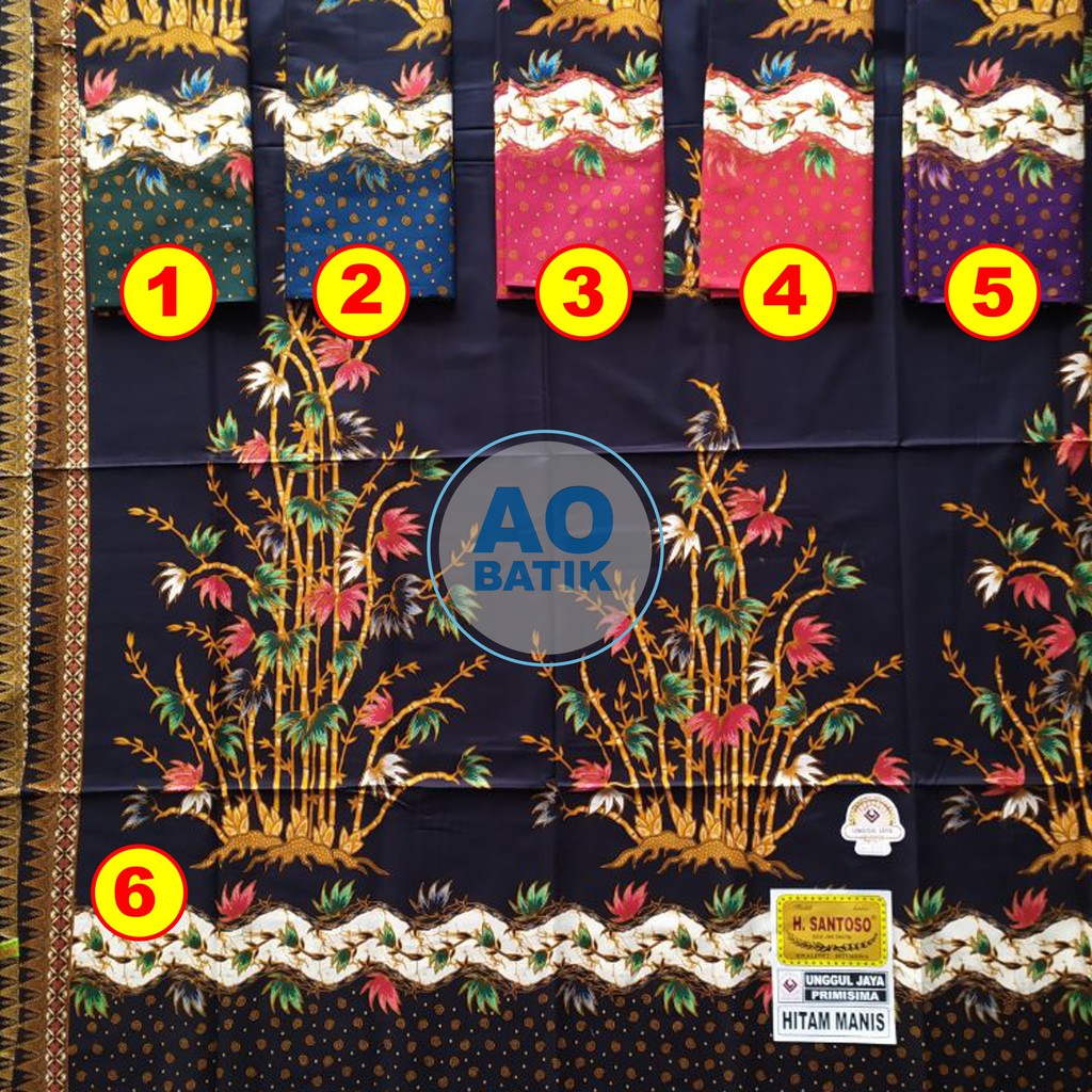 Kain Batik Jarik, Batik Fashion, Bahan Seragam H Santoso Hitam Manis Primisima Halus, Bambu Warna