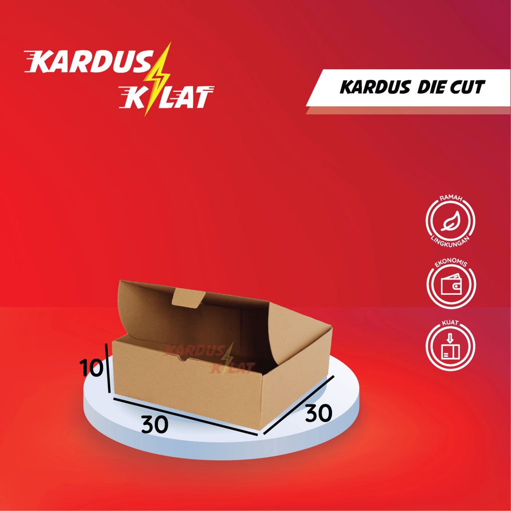 

Kardus Die Cut 30x30x10 - Karton Box Dus Packaging Hampers Pizza Baju Kue Roti Brownies Polos Murah