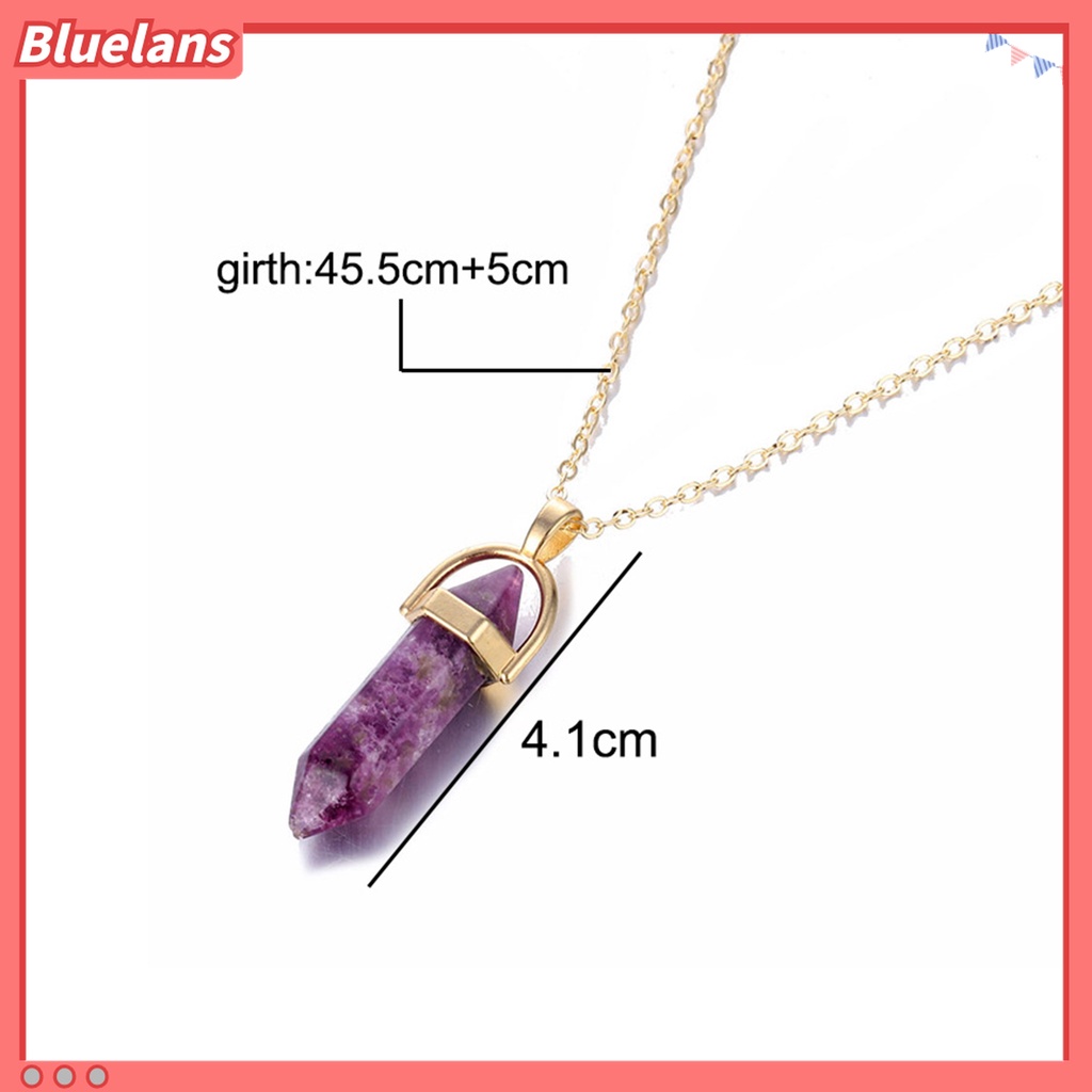 Kalung Rantai Dengan Liontin Batu Kristal Imitasi Bahan Metal Untuk Wanita