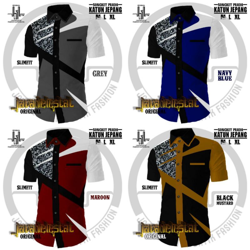 HEM BATIK TOYOBO KOMBINASI LENGAN PENDEK PRIA