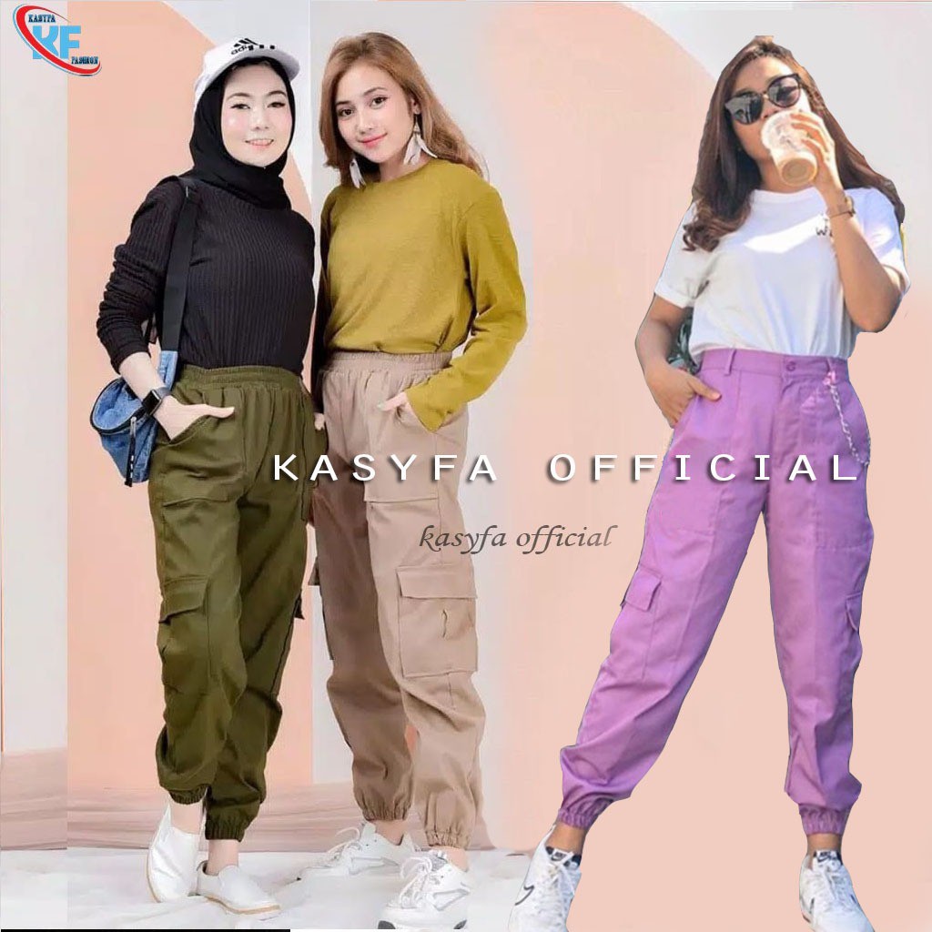 BAGGY JOGGER INNA PANTS // CELANA JOGGER CARGO FULL KOLOR