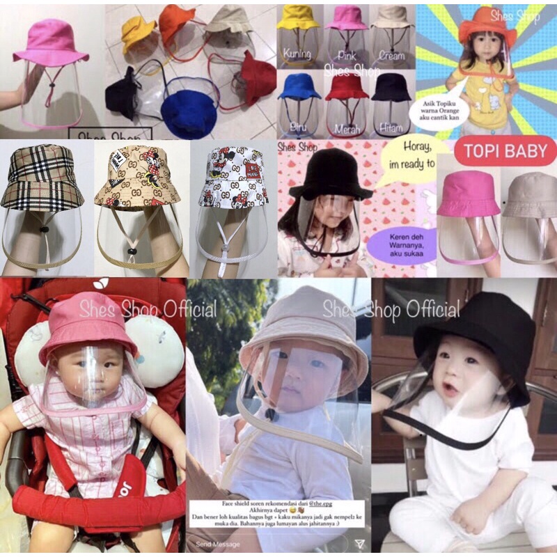 Topi faceshield anti corona bayi dan anak / Topi pelindung anti corona bayi / protection hat