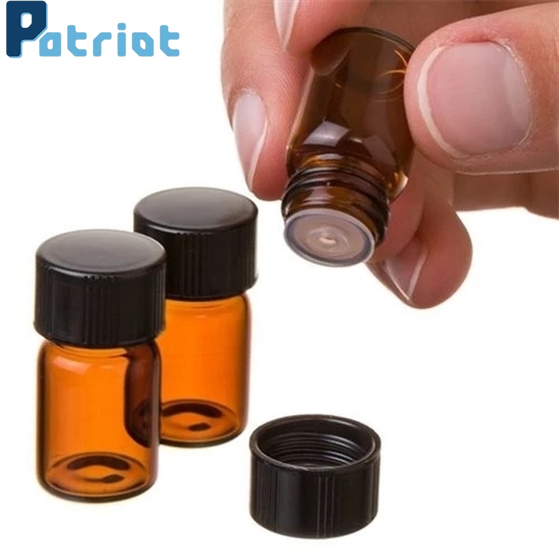 1/2/3ML Amber Essential Oil Glass Bottle/  Small Brown Perfume Oil Vials/ Mini Travel Storage Refillable Perfume Bottles