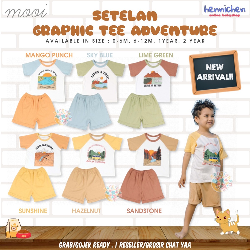 PROMO 7.7 PROMO BAJU LEBARAN MURAH MOOI GRAPHIC TEE SET ADVENTURE SETELAN BAJU PENDEK CELANA PENDEK ANAK MOTIF SETELAN BAJU ANAK 1 - 5 TAHUN