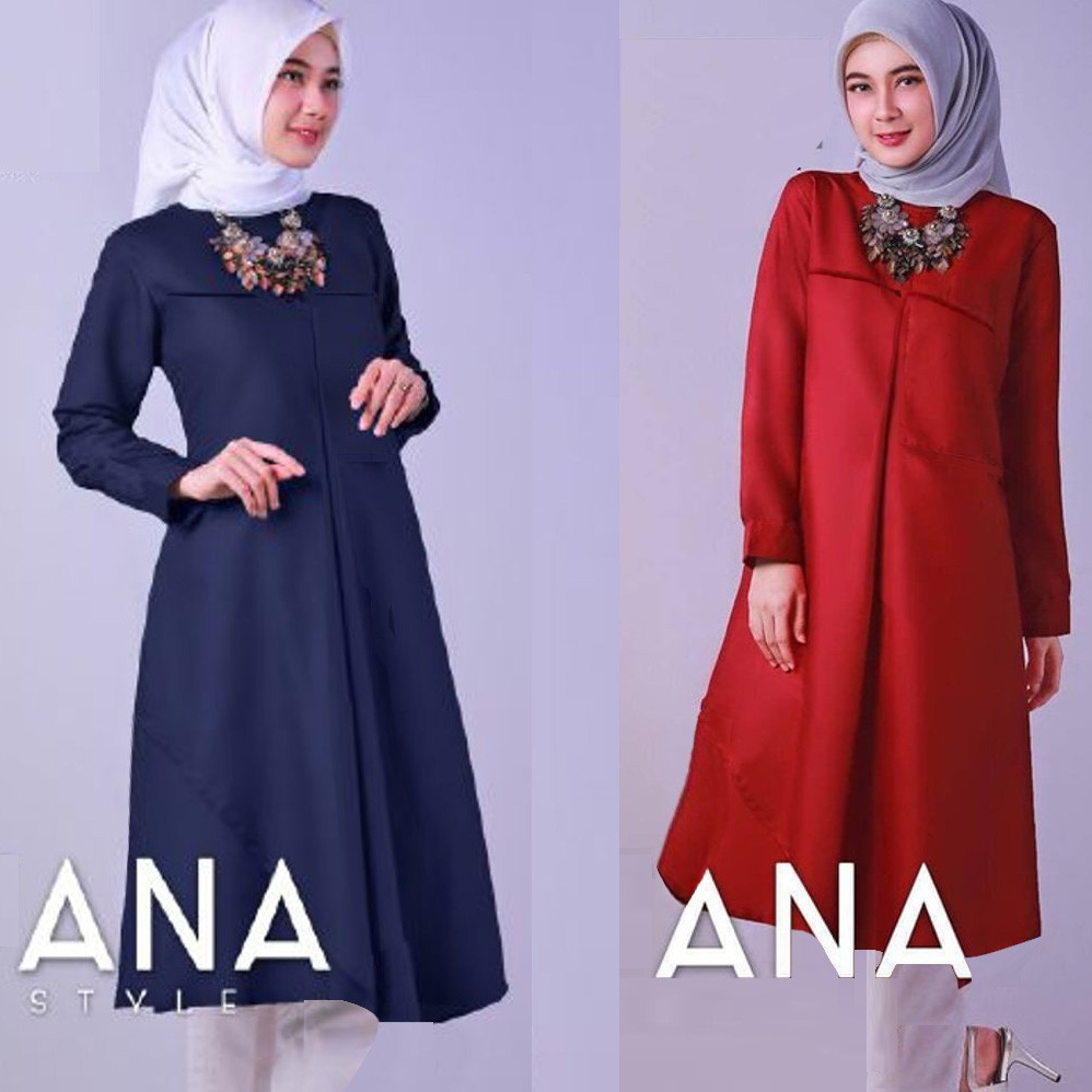 Promo ANA LONG TUNIK / BAJU MUSLIM WANITA / BAJU TUNIK MURAH