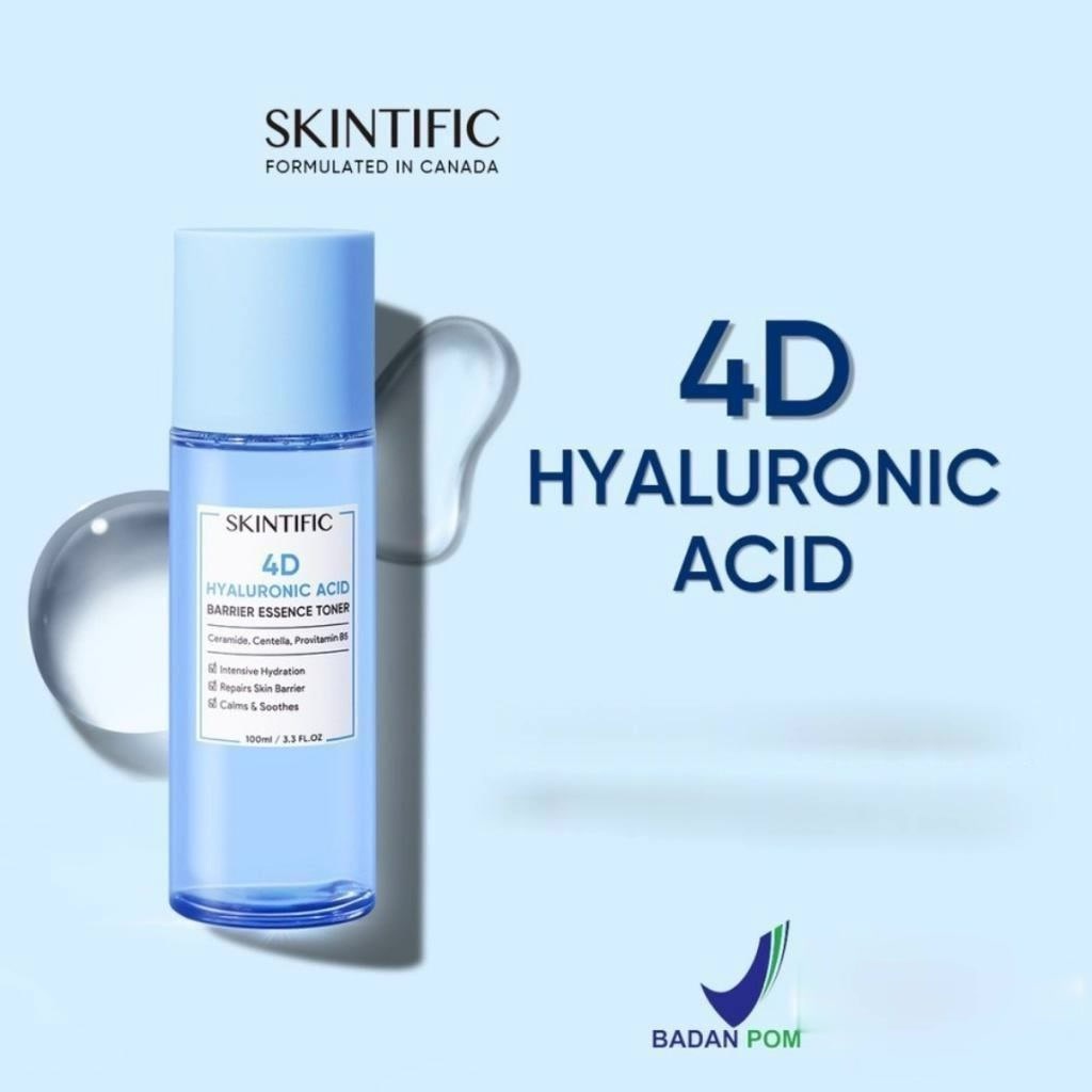 ★ BB ★  SKINTIFIC 4D Hyaluronic Acid Barrier Essence Toner - Hydration Toner Defeat Dryness In10S 100ML - 20ml 【BPOM】