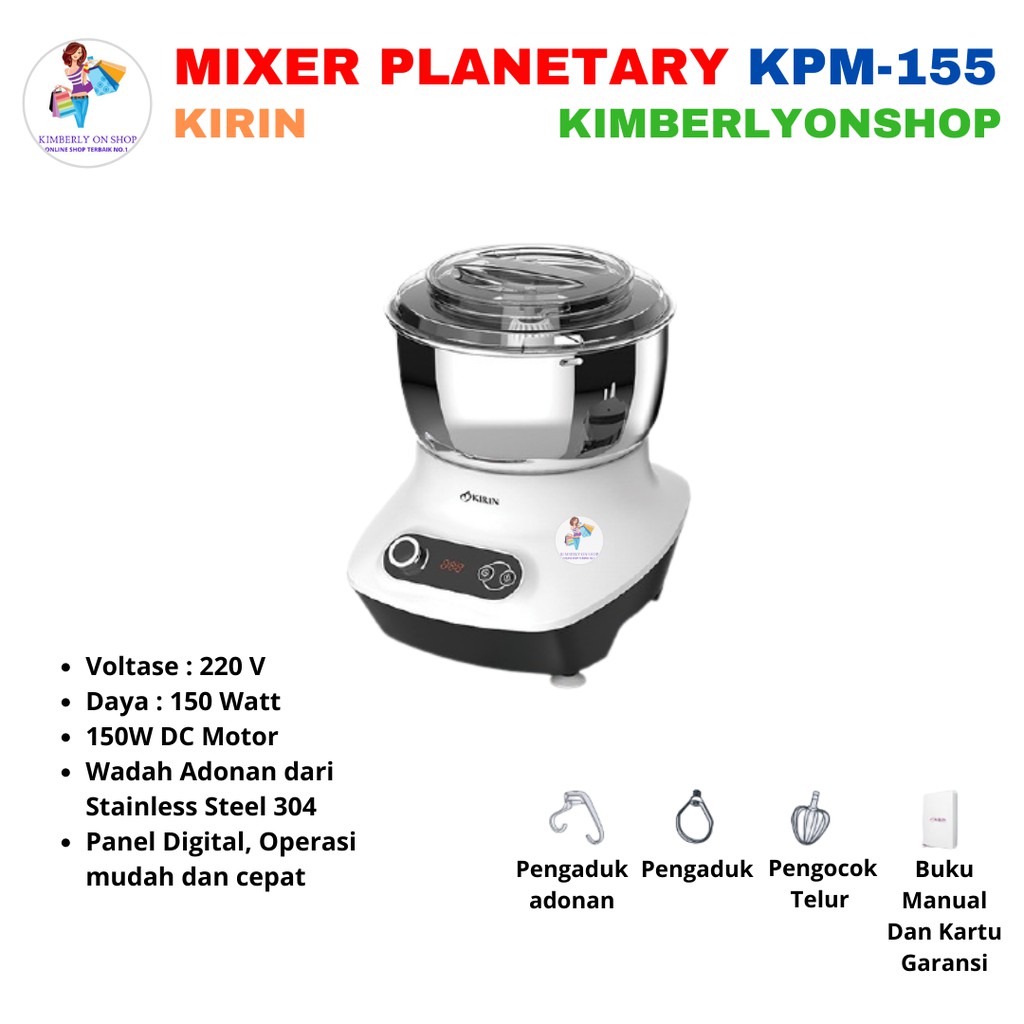 Mixer Planetary Pengaduk Adonan KPM 155 Kirin