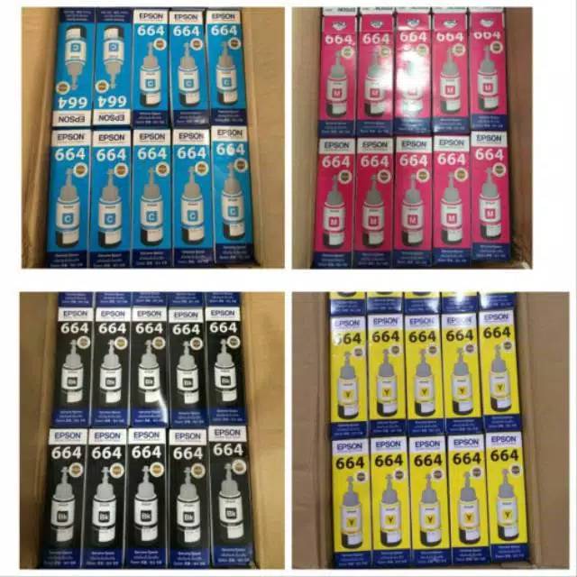 TINTA BOTOL EPSON T664 ASLI T6641 T6642 T6643 T6644 T664 untuk printer seri L