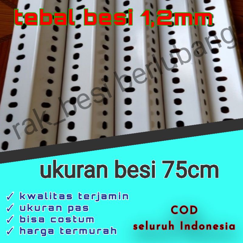besi siku lubang ukuran 75cm tebal 1,2mm buat rak siku lubang serbaguna