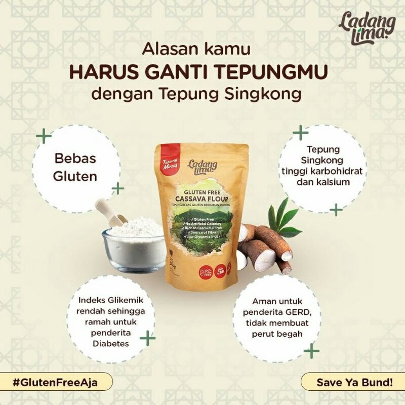 LADANG LIMA Cassava Flour 500 gr Halal || Tepung Singkong Gluten Free