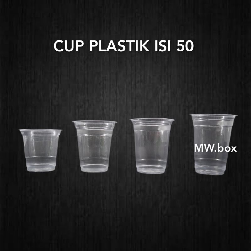 Gelas Plastik Cup 10oz, 12oz, 14oz, 16oz. isi 50pc