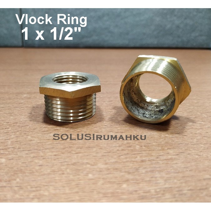 Vlock Ring KUNINGAN 1 x 1/2 Drat Dalam 1/2" Drat Luar 1" Vlok Sok