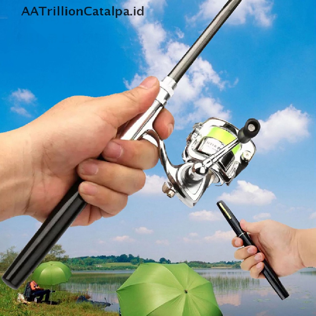 Aatrillioncatalpa Joran Pancing Teleskopik Mini Portable Ukuran Saku Dengan Reel