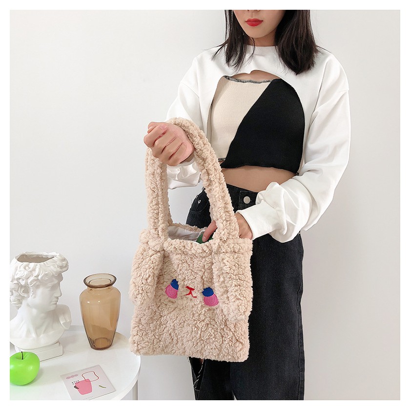 TB-56 tas bahu wanita bulu boneka winter musim dingin import jepang korea rabbit kampus sekolah