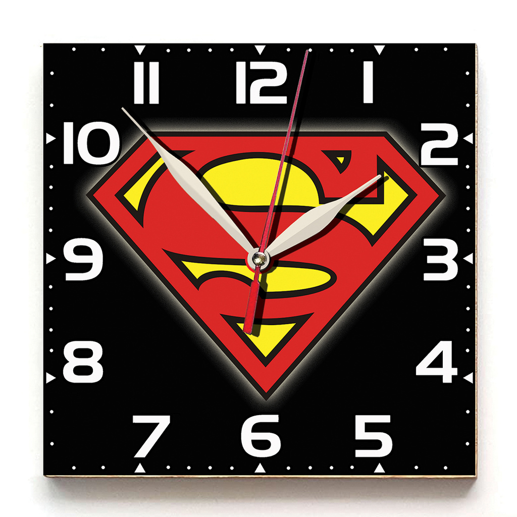 JAM DINDING UNIK KARAKTER SUPERMAN . KAYU 30x30