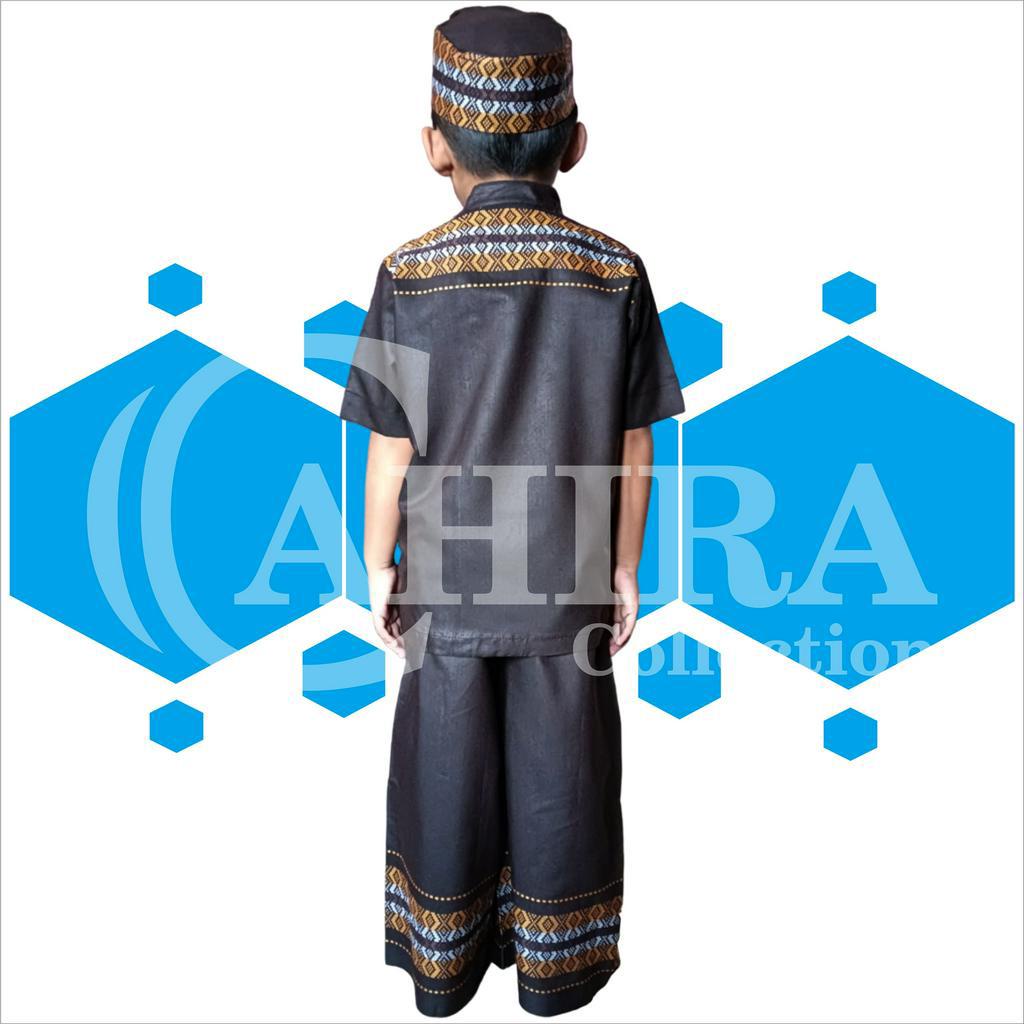 SARKOCI MOTIF SONGKET SARUNG CELANA KOKO DAN PECI ANAK BAJU MUSLIM SATU SET