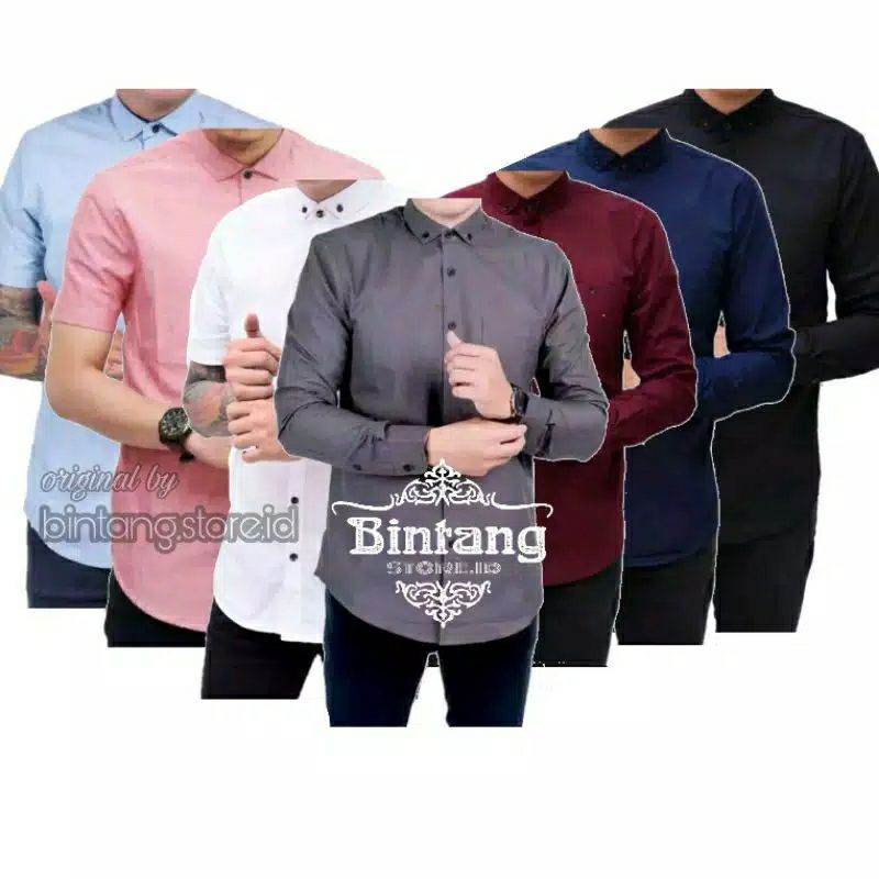 Kemeja Pria Polos Fashion Maikel LD100 PJ70 Allsize M L XL