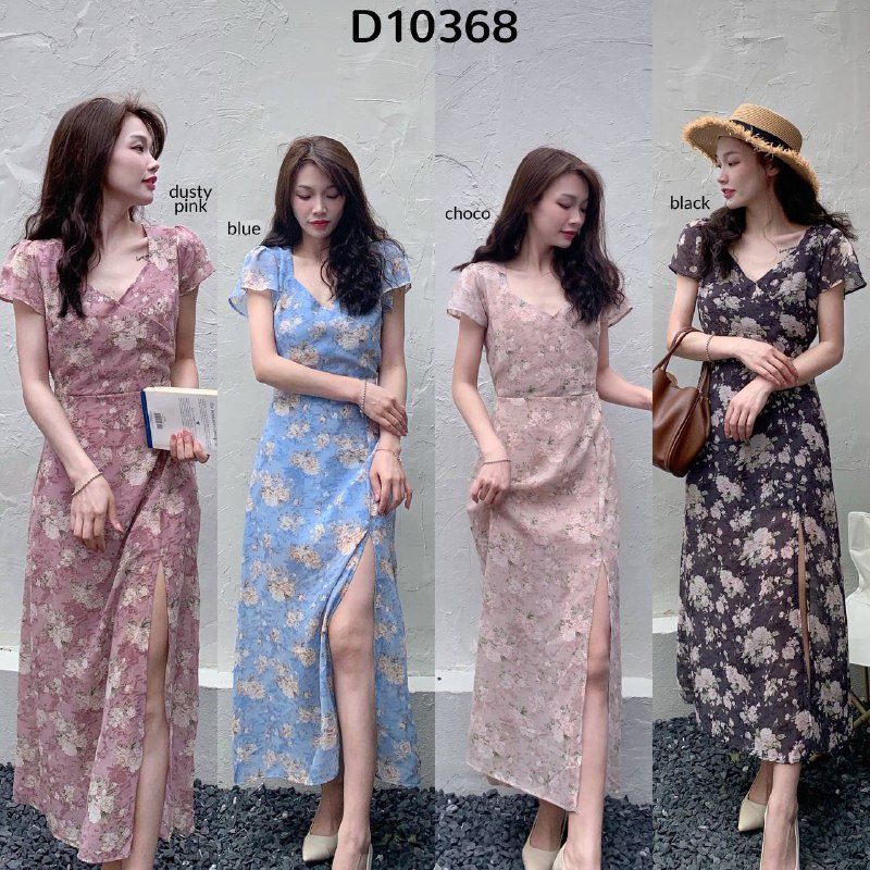 DRESS FLORAL OPEN HEM / SLIT DRESS FLORAL / DRESS FLORAL SIFON / MAXI DRESS FLORAL SIFON / DRESS WAN