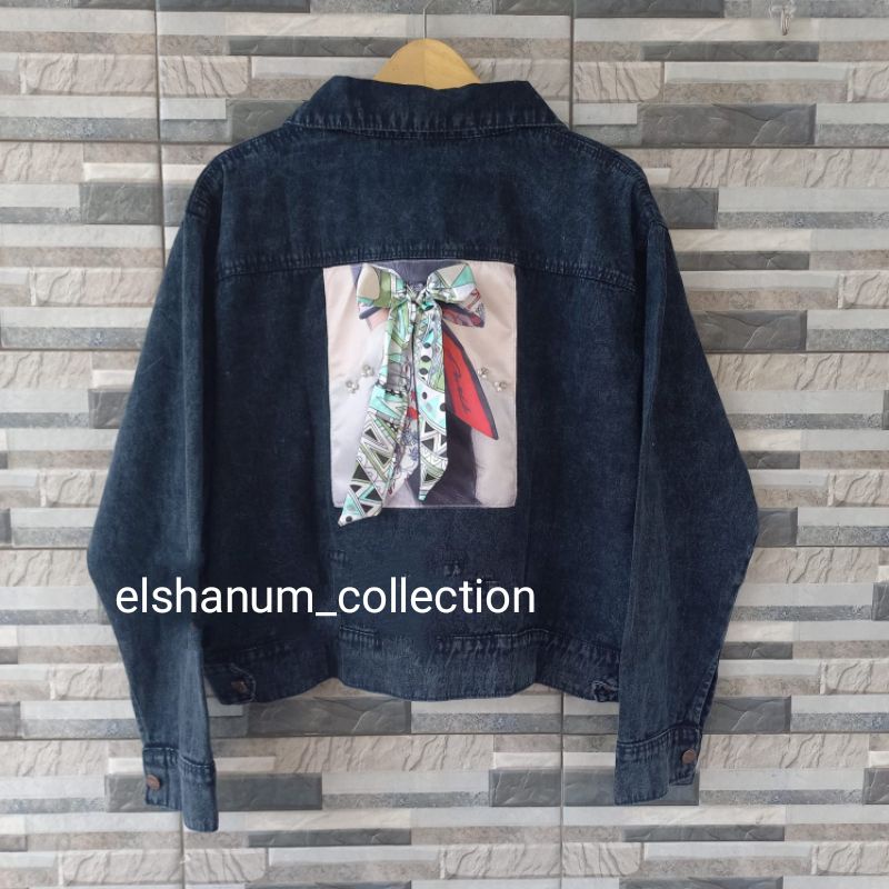 Jaket Crop Jeans Oversize Blue Acid Jeans Wanita Over Size Korean Style Jaket Jeans Wanita