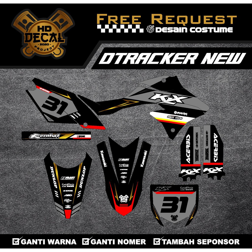 DECAL DTRACKER SUPERMOTO GOLD GRENTECH DESIGN COSTUME