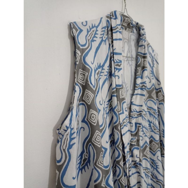 Preloved outer batik putih hijau abu murah cardigan wanita luaran batik vest wanita all size besar j