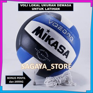 BOLA VOLI BAHAN EMPUK HARGA MURAH BONUS JARING WADAH BOLA DAN PENTIL ADAPTER UNTUK POMPA BOLA