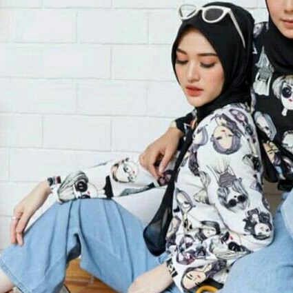 KEMEJA WANITA OVERSIZE SHIRT RAYON MOTIF & POLOS RETRO VINTAGE BLOUSE JUMBO TERBARU-RETRO TOSCA WOLFIS L