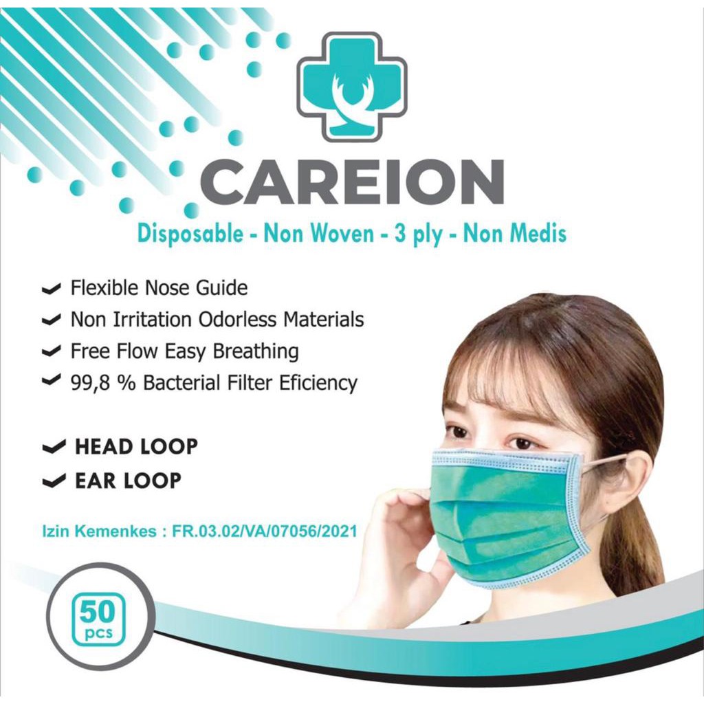 CAREION Masker 3Ply EARLOOP Disposable Masker