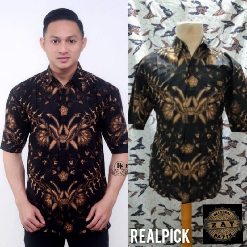 BATIK PRIA KEMEJA BATIK LENGAN PANJANG BORDIR SOGAN