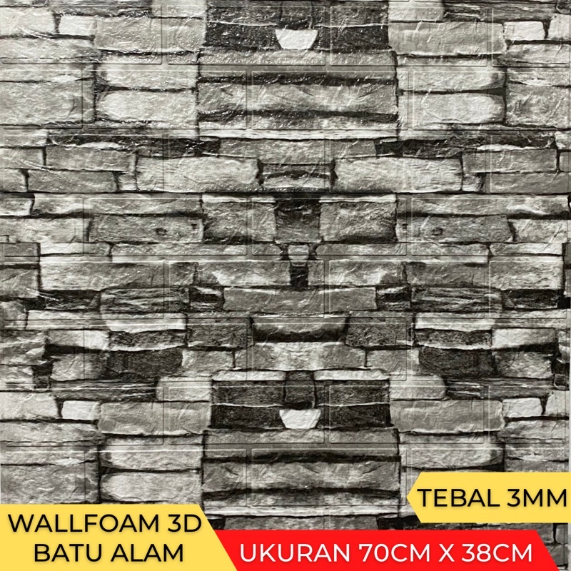 Wallpaper Stiker Dinding 3D Foam Batu Bata 70cm x 38cm-Batu Alam1