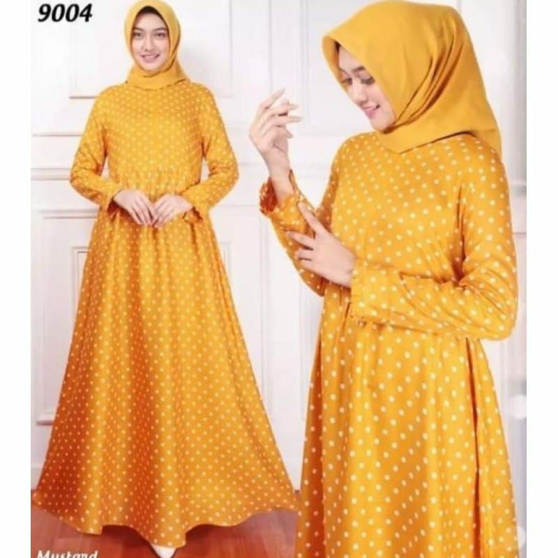 gamis polkadot/dress polkadot/gamis polkadot terbaru/gamis polkadot jumbo/ baju gamis polkadot/ gami