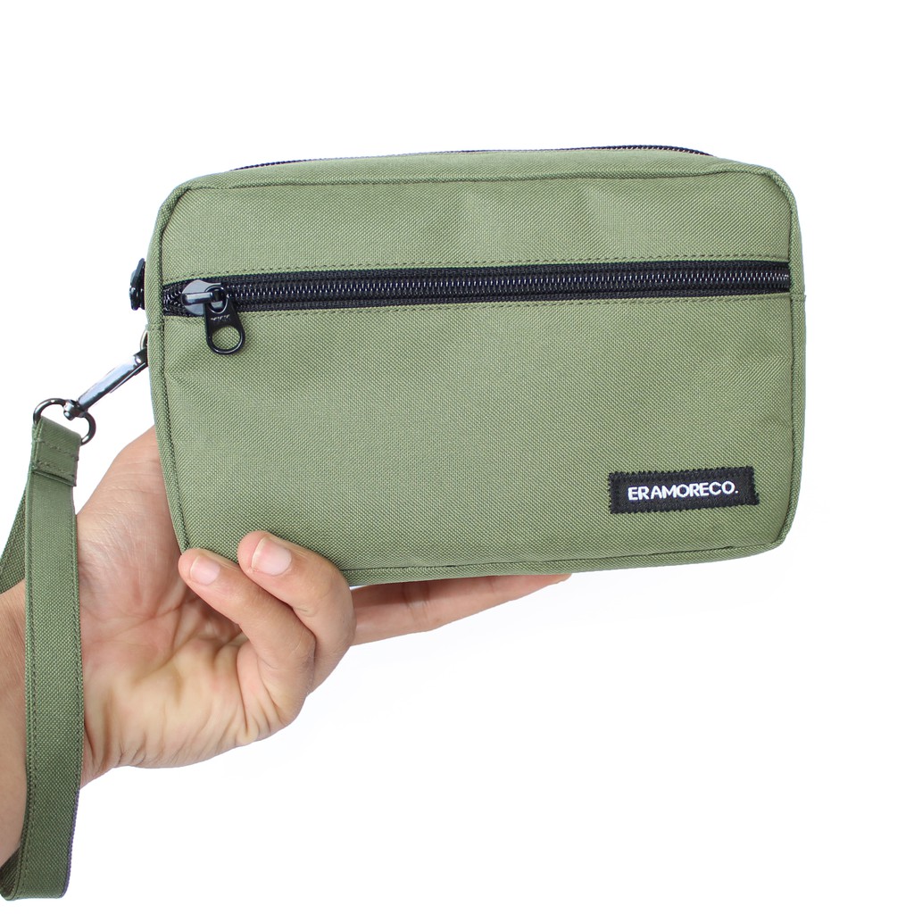 clutch pria unisex hand bag mini - hijau army EMHB92