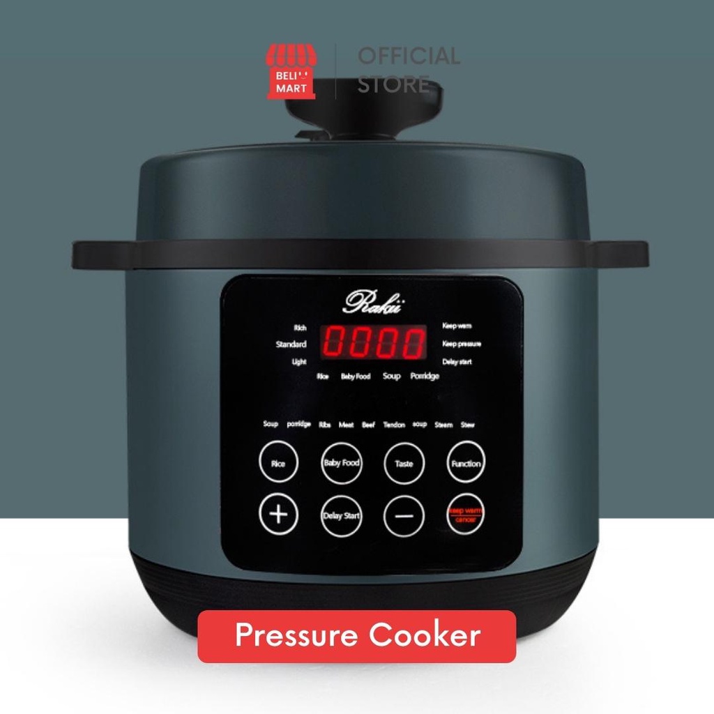 [BELIMART] Pressure Cooker | Slow Cooker | Rice Cooker Electric Green 5 Litre | Mesin Alat Presto Steam 5 Liter