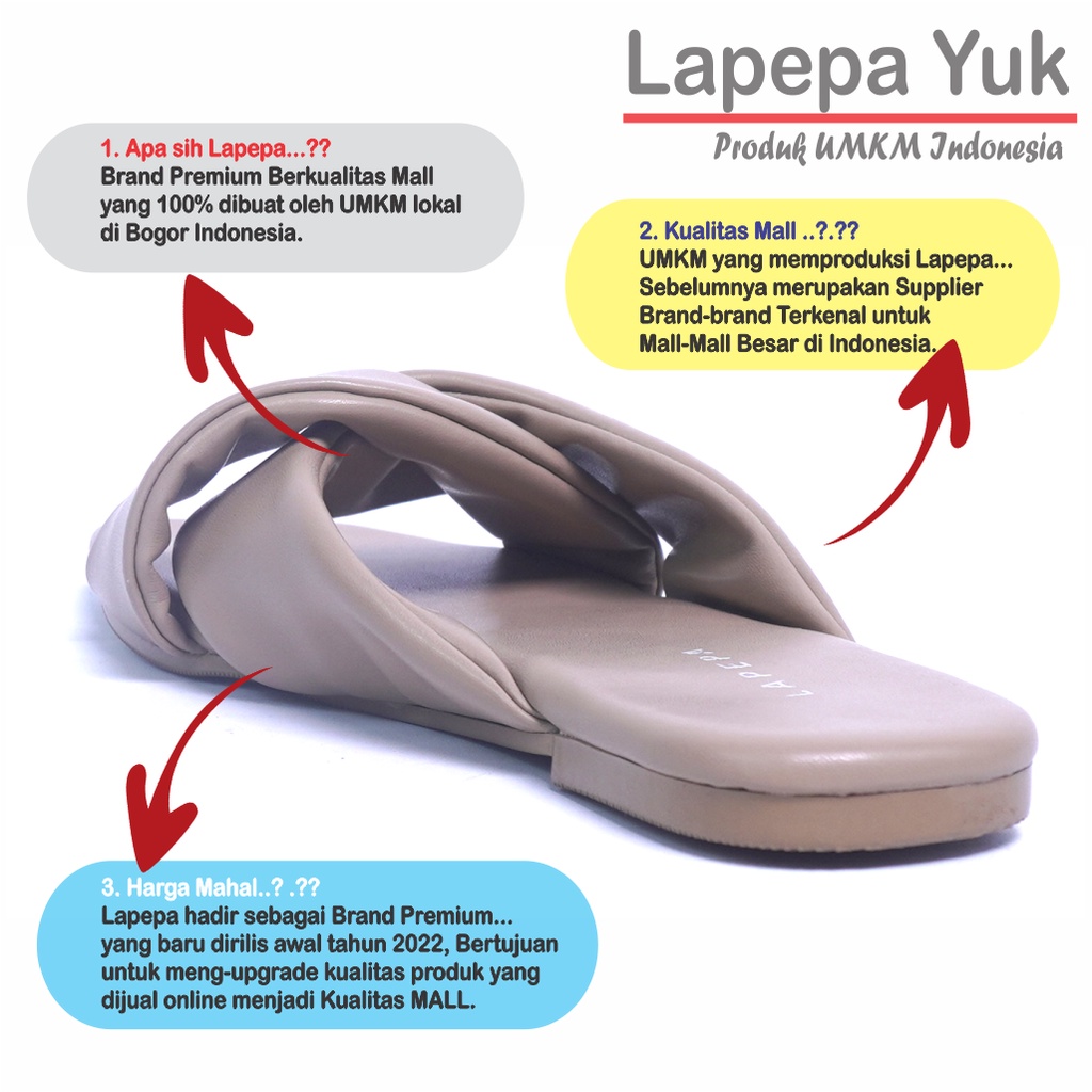 LAPEPA YUK - Sandal Wanita Teplek ARIEL Sendal Cewek Flat Kasual Model Kepang 2 Unik Size 36 37 38 39 40 Lucu Jalan Casual Santai Rumah Slop Warna SMOKE Coksu Soft Murah Sandals Pergi Selop Premium Original Kekinian Terbaru Shoes Mall Official Store